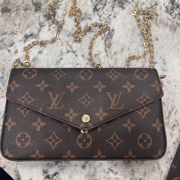 Louis Vuitton Félicie Pochette, brown, pink, new